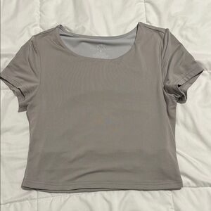 KLASSY NETWORK lined crop tee, in grey/taupe
